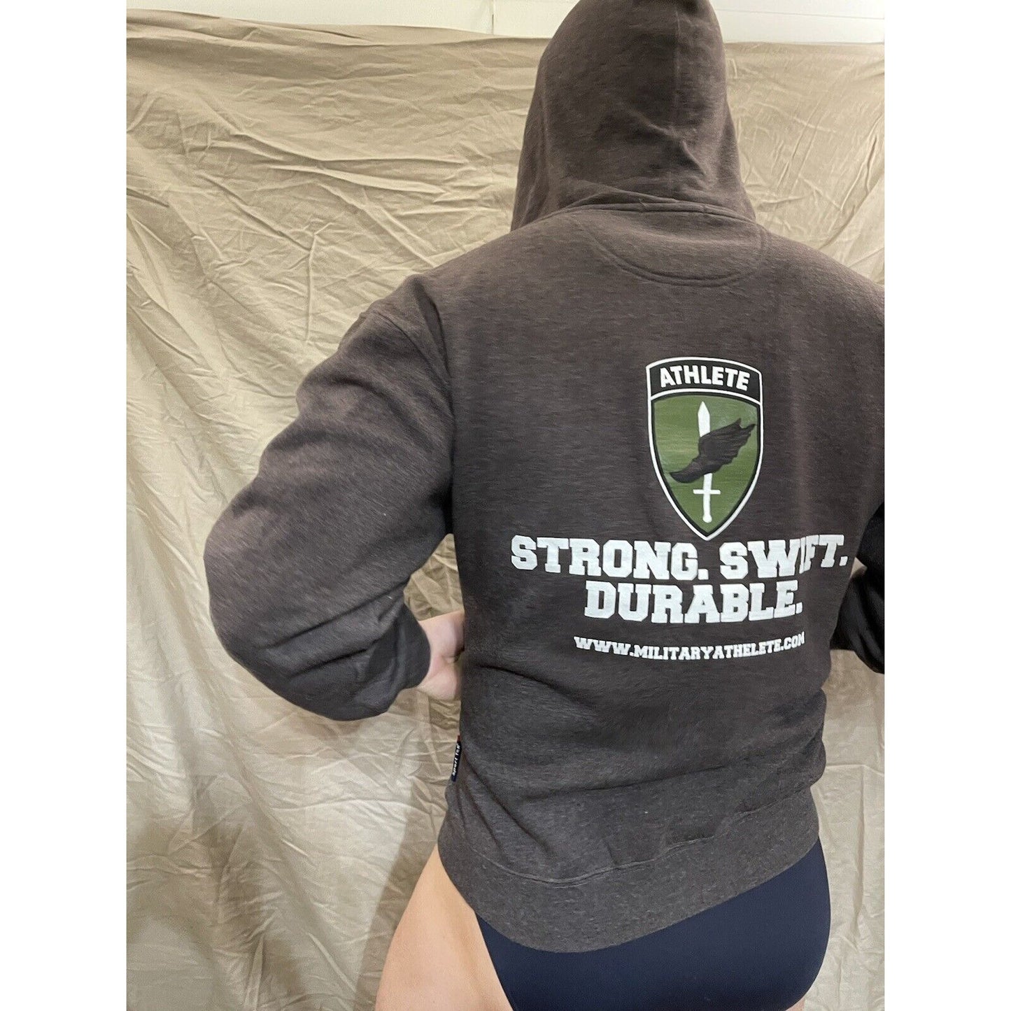 Men's gray military athlete full zip hoodie sport tek medium