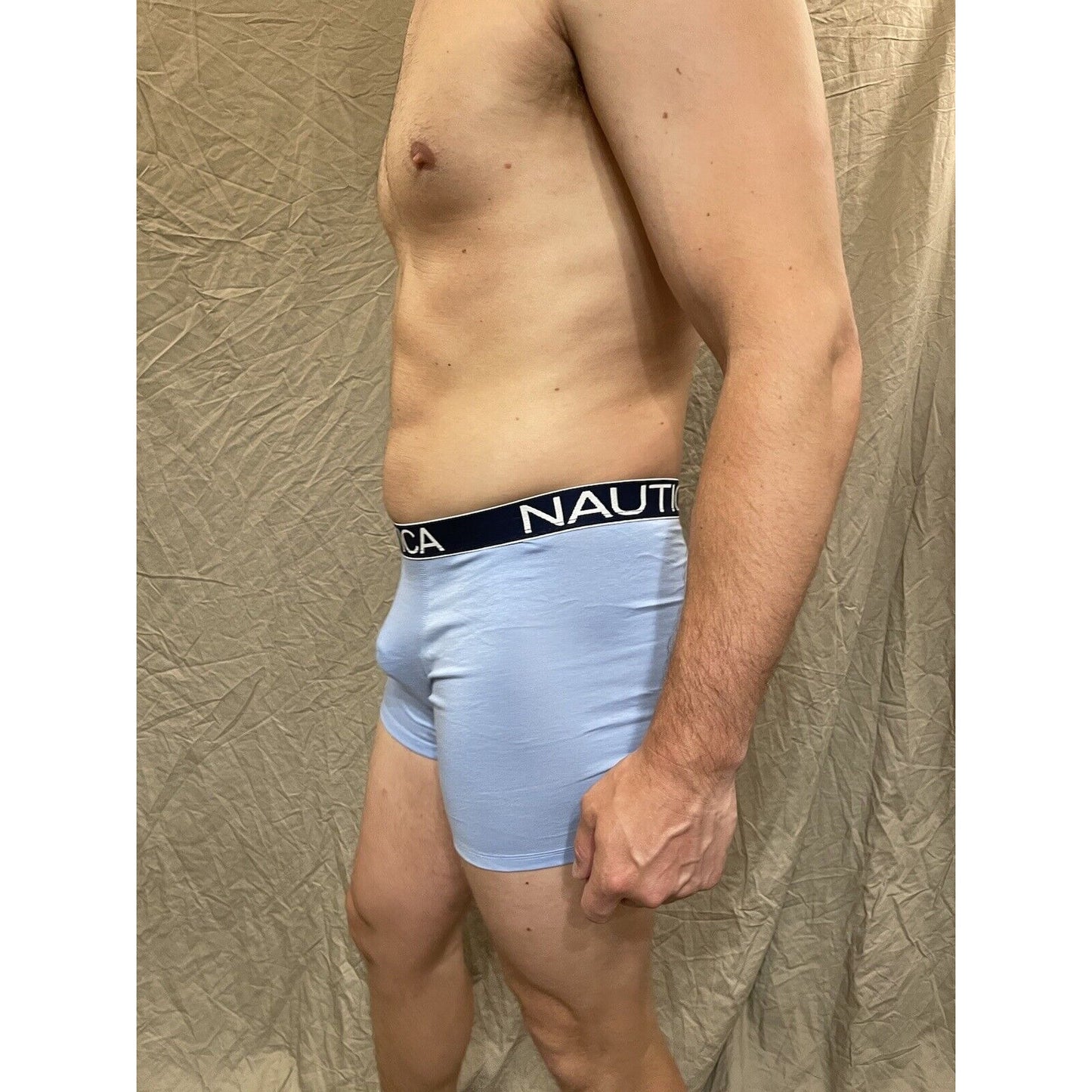 men's nautica 5% spandex boxer brief Light Blue Large