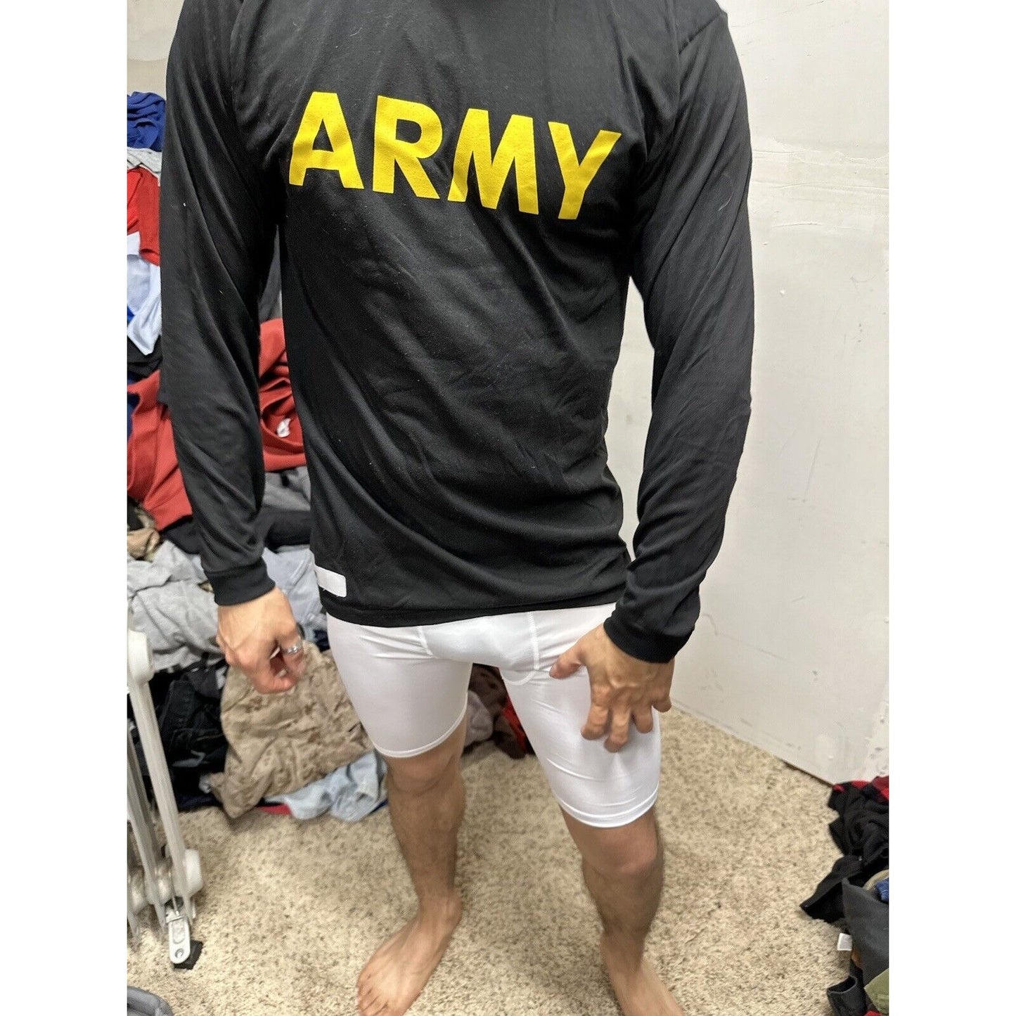 Men’s Army Pt Shirt Long Sleeve Uniform Black Multiple Sizes Long Sleeve