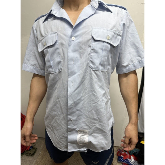 Men’s Air Force ussf Coast Guard Blue Dress Shirt Short Sleeve Uniform 16.5R