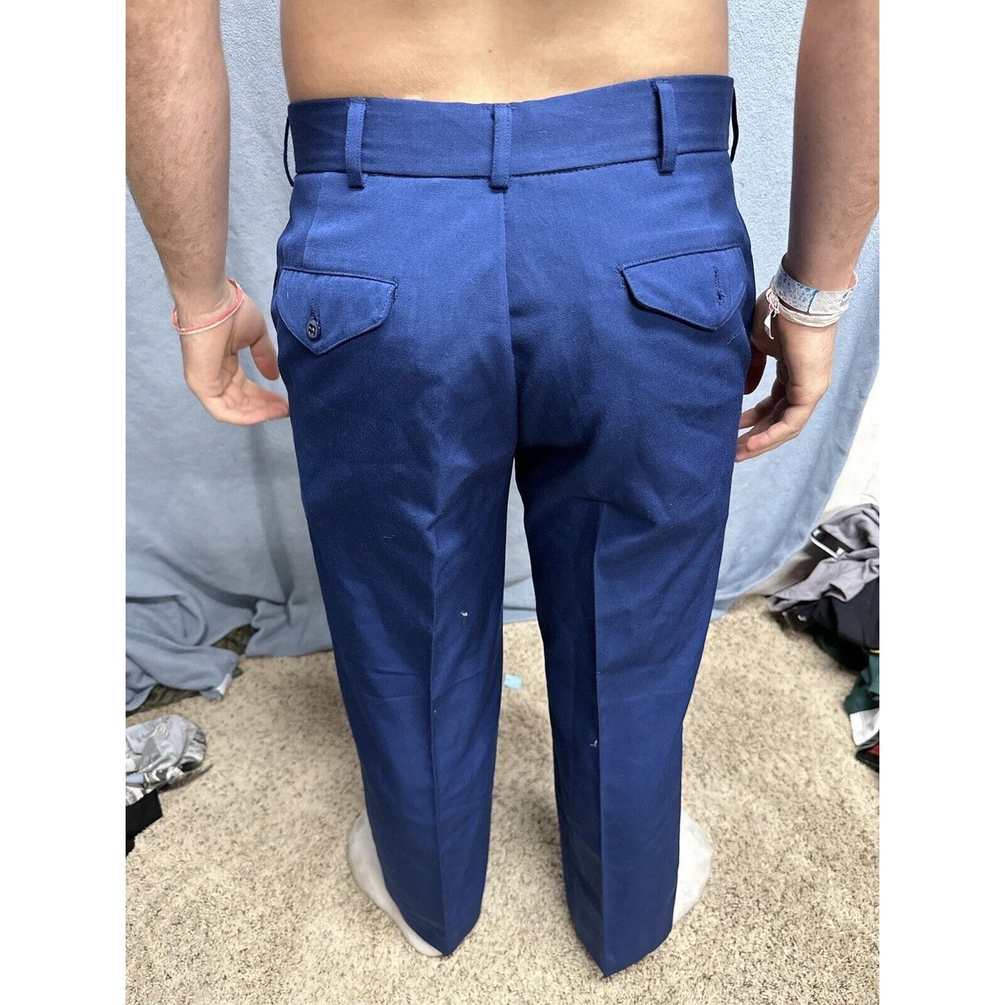 Men’s Usmc Trousers Uniform Pants Marines 33S Poly Wool Blue
