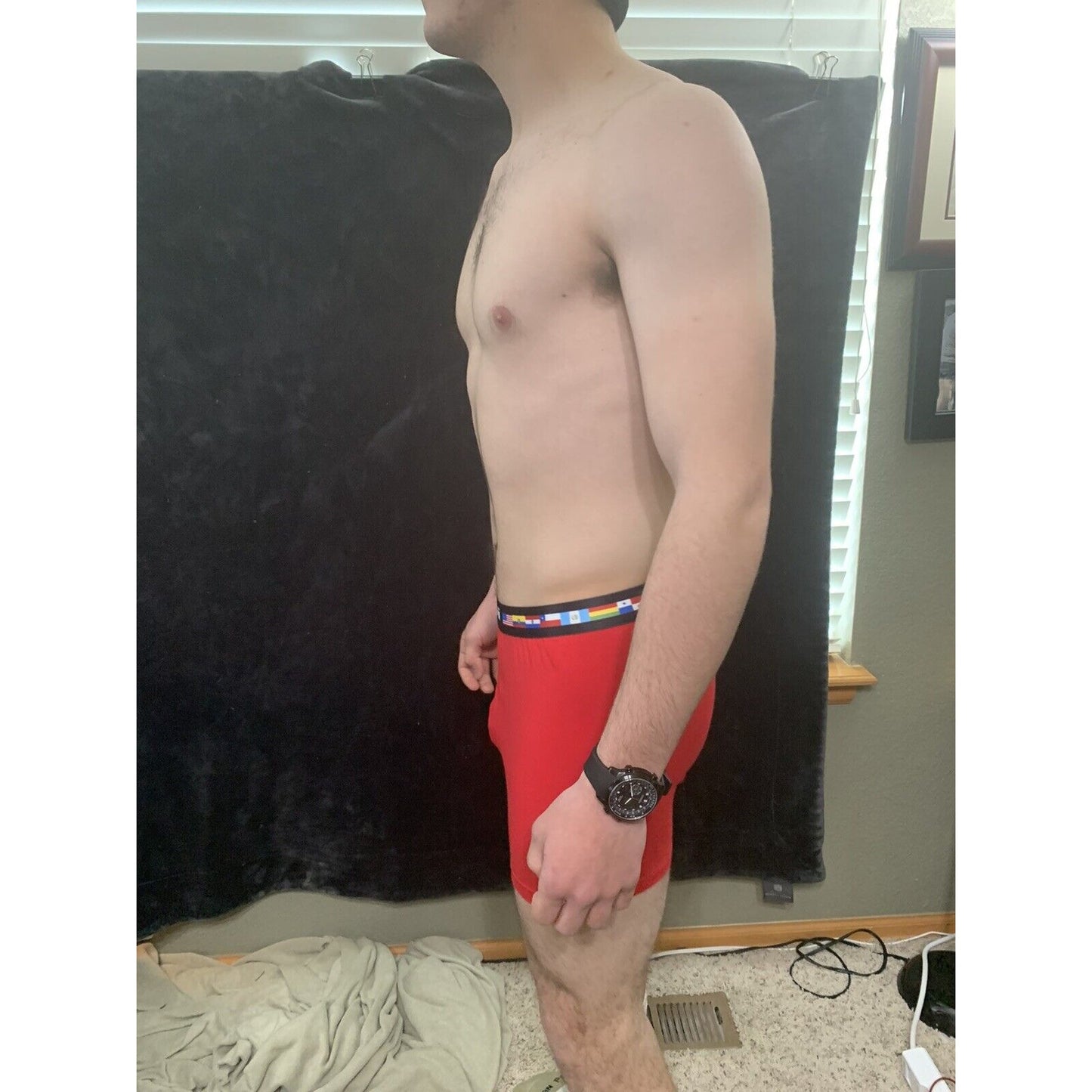 Men’s Papi Medium Boxer Briefs Red 5% Spandex