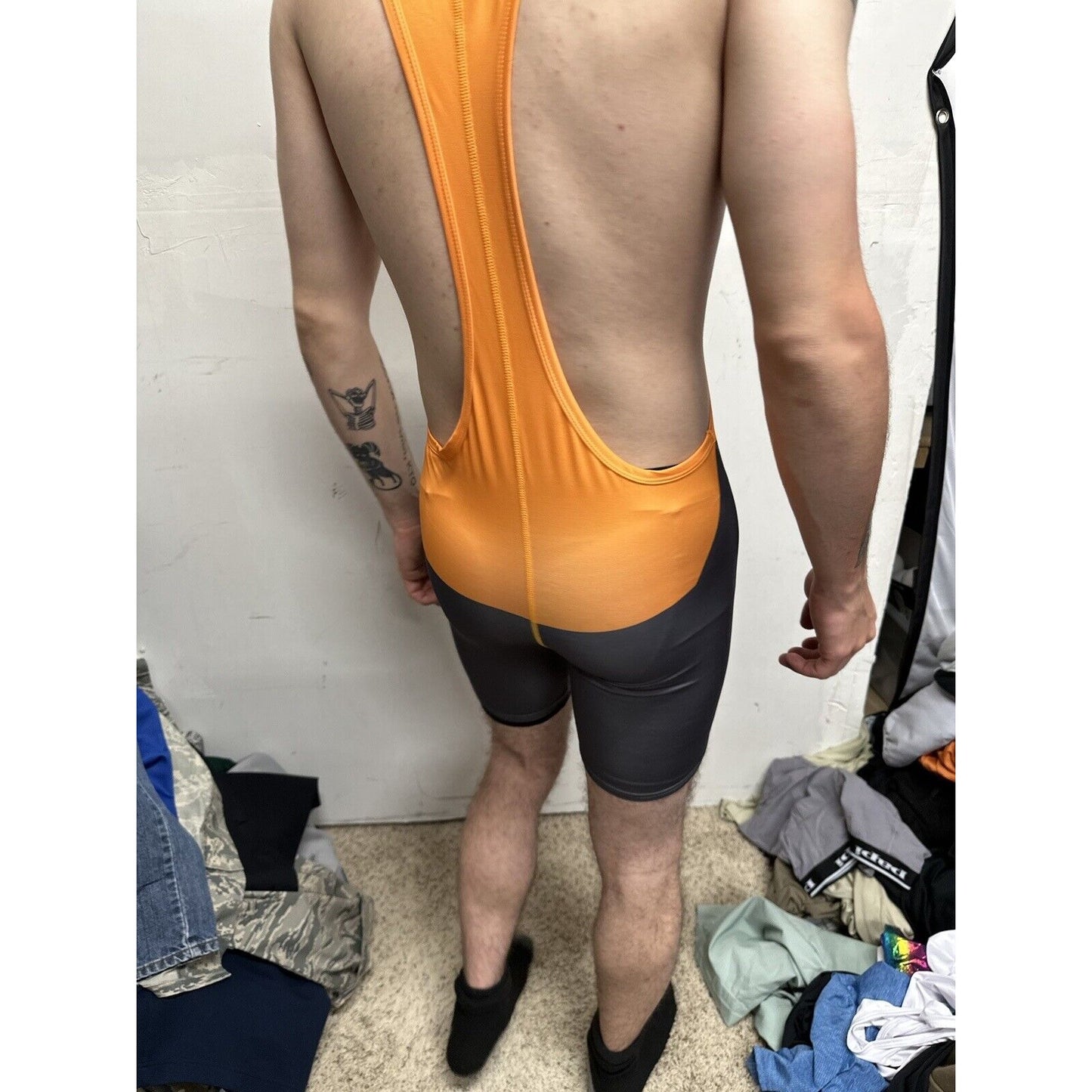 Men’s Medium Orange And Gray Tauwell Athletic Wrestling Singlet