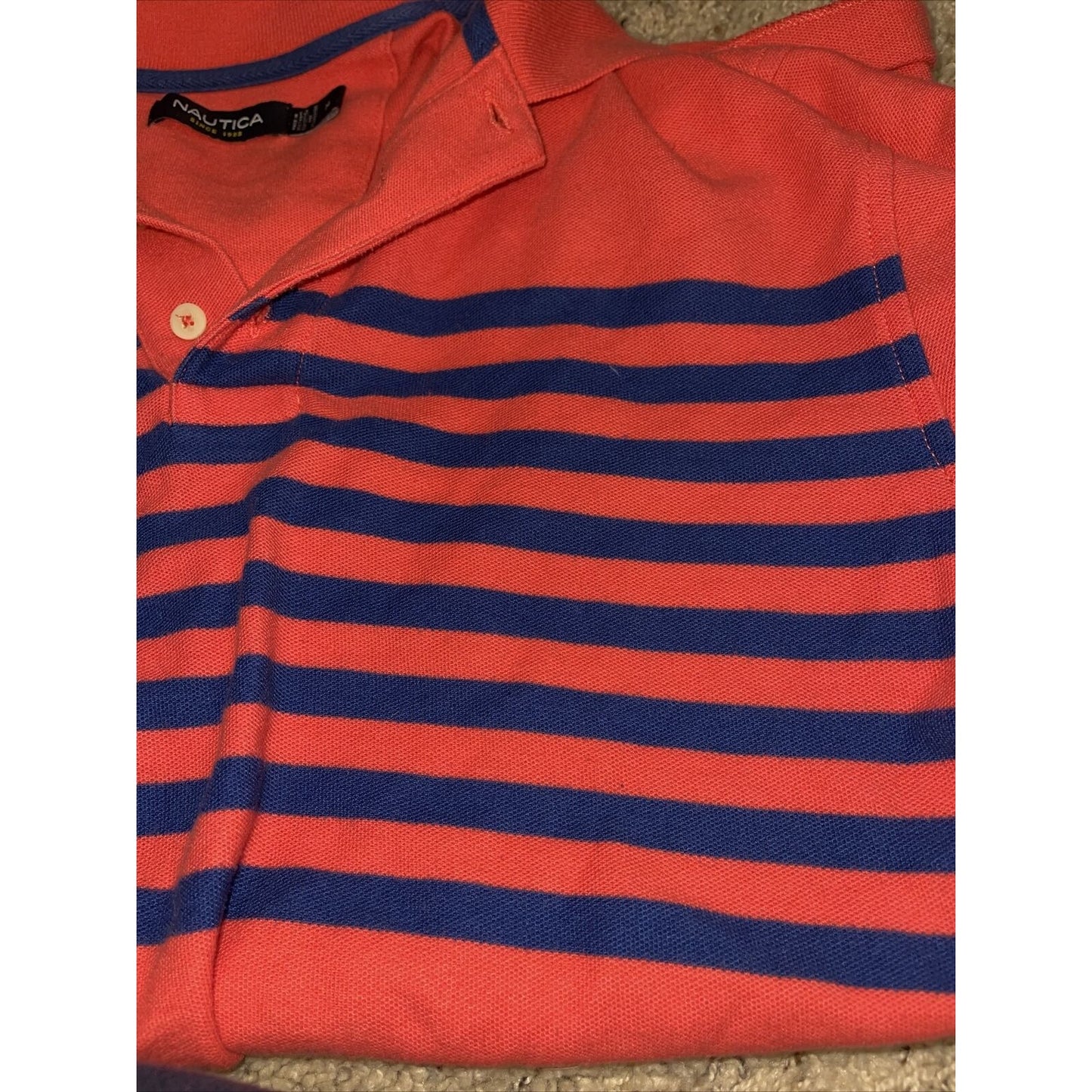 Men’s Nautica Medium Pink/Blue Striped Short Sleeve