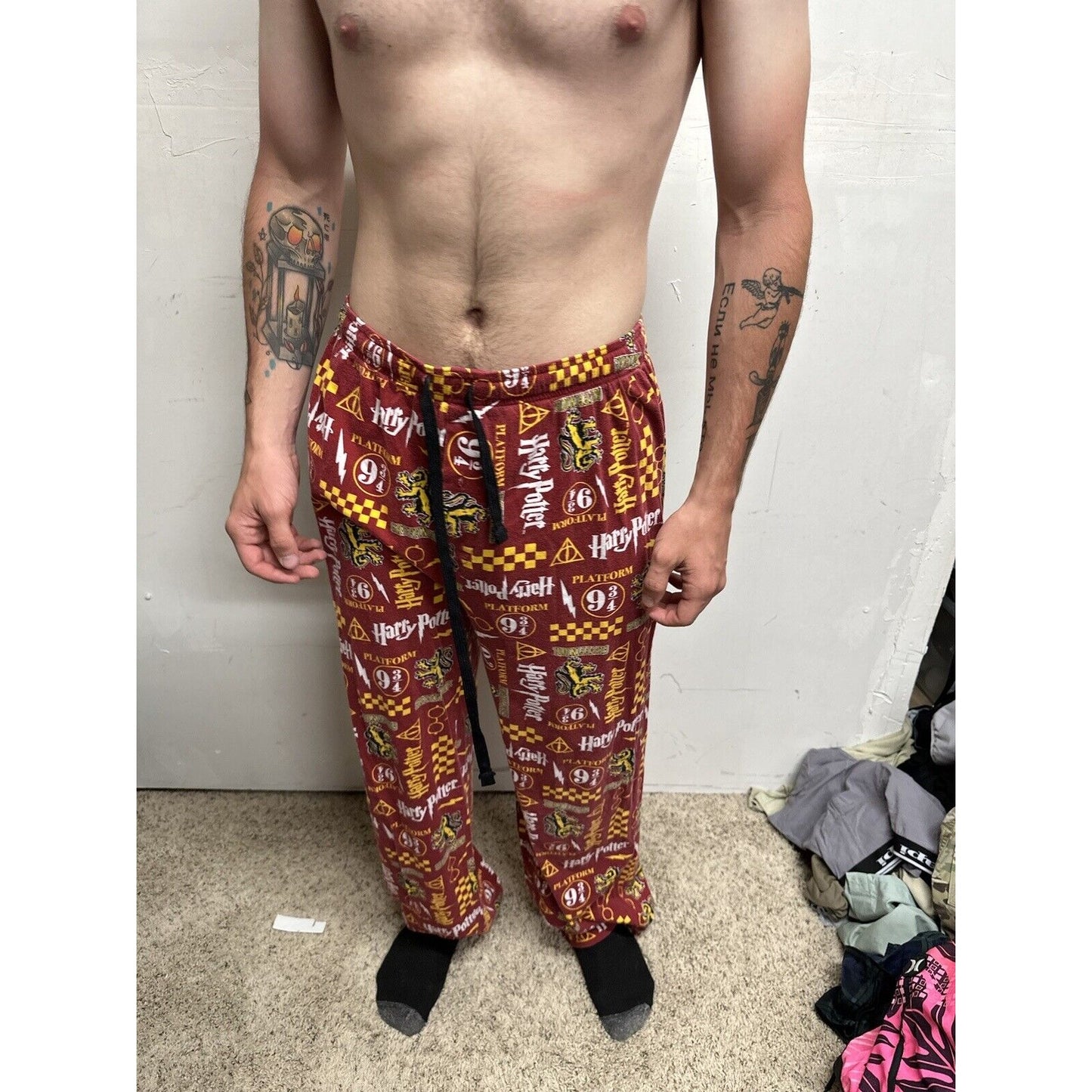 MENS XL Harry Potter Hogwarts Gryffindor Sleep Lounge Pajama Pants Platform