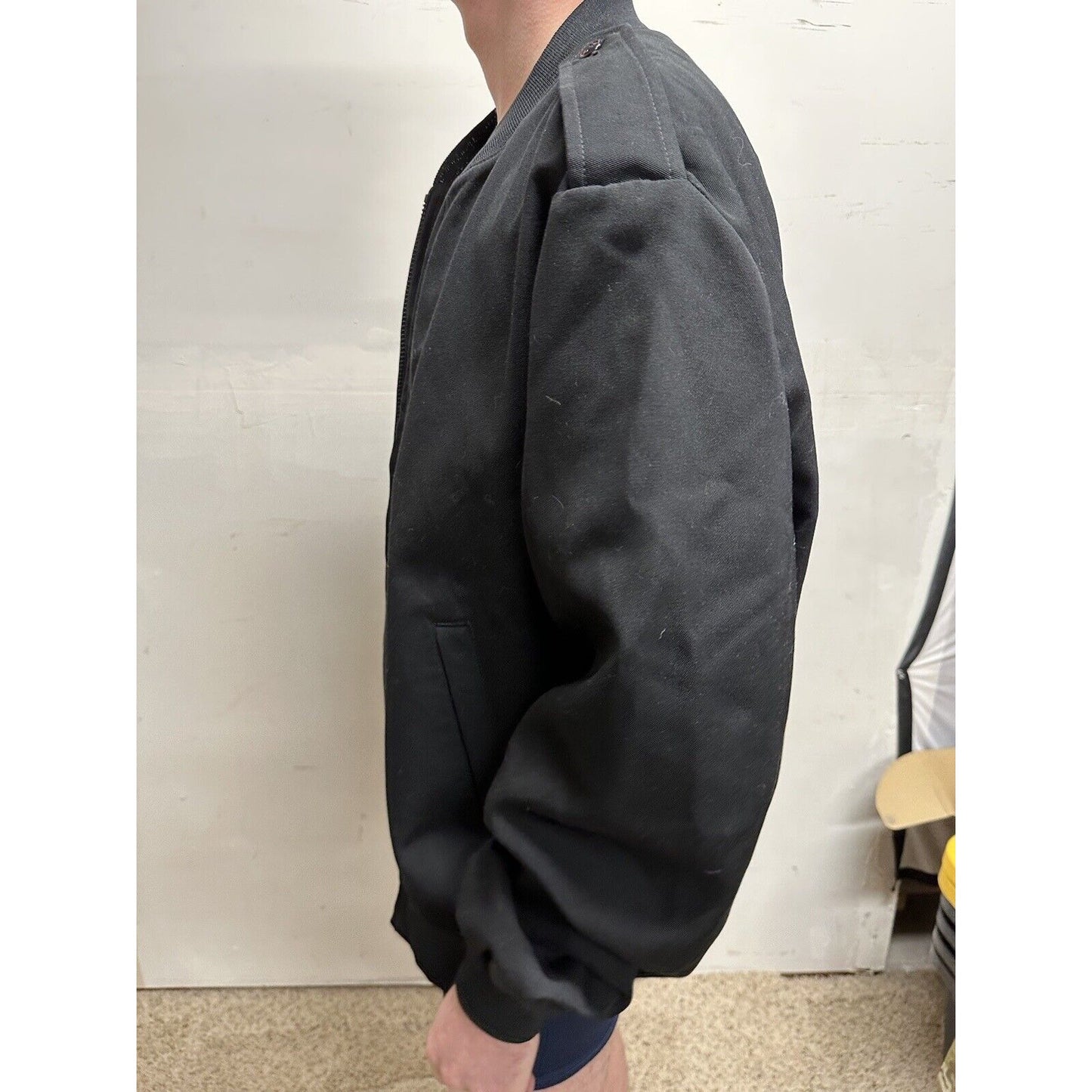 men’s army officer poly wool black miltiary jacket 50 long no liner