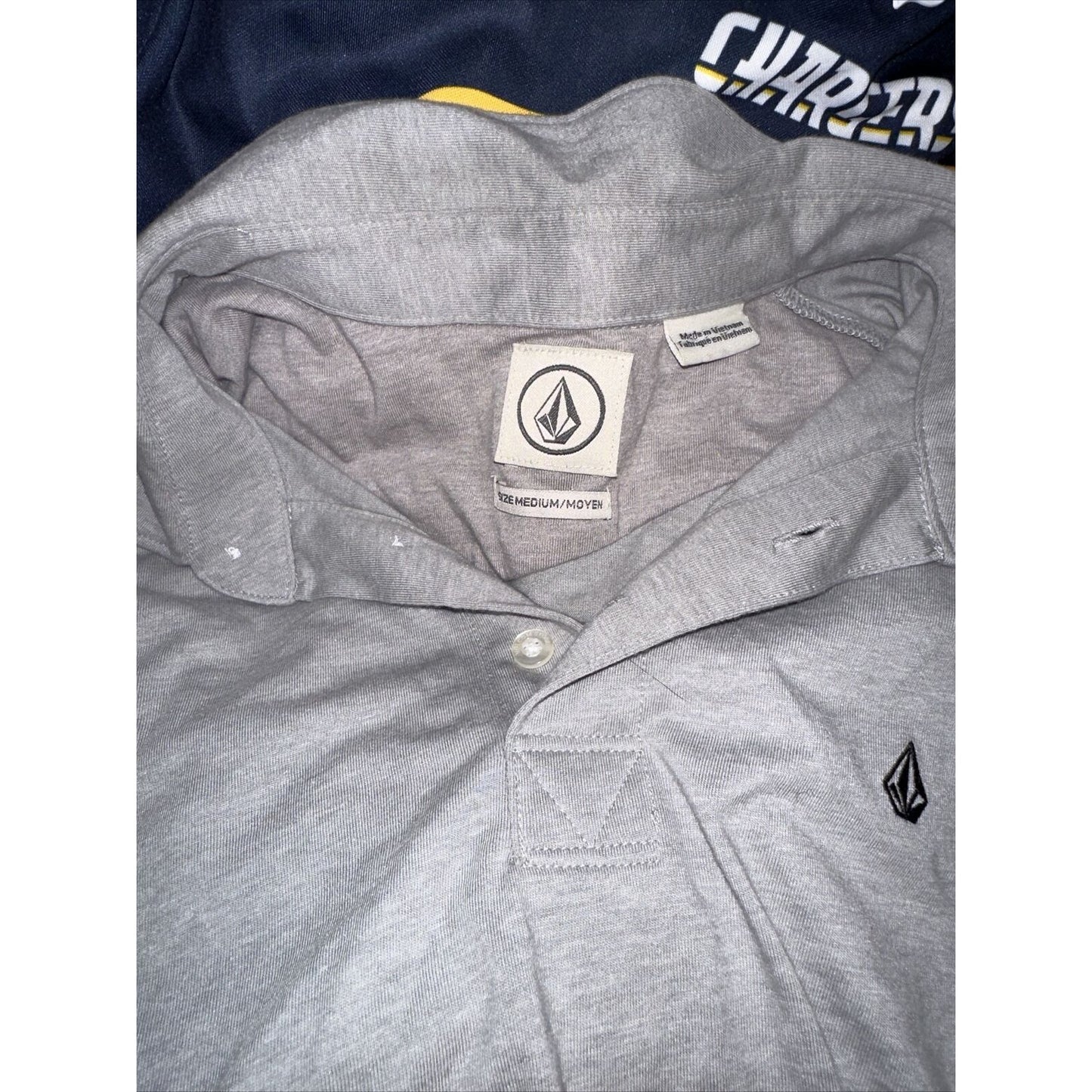 Men’s Silver Gray Volcom Medium Polo Shirt Short Sleeves