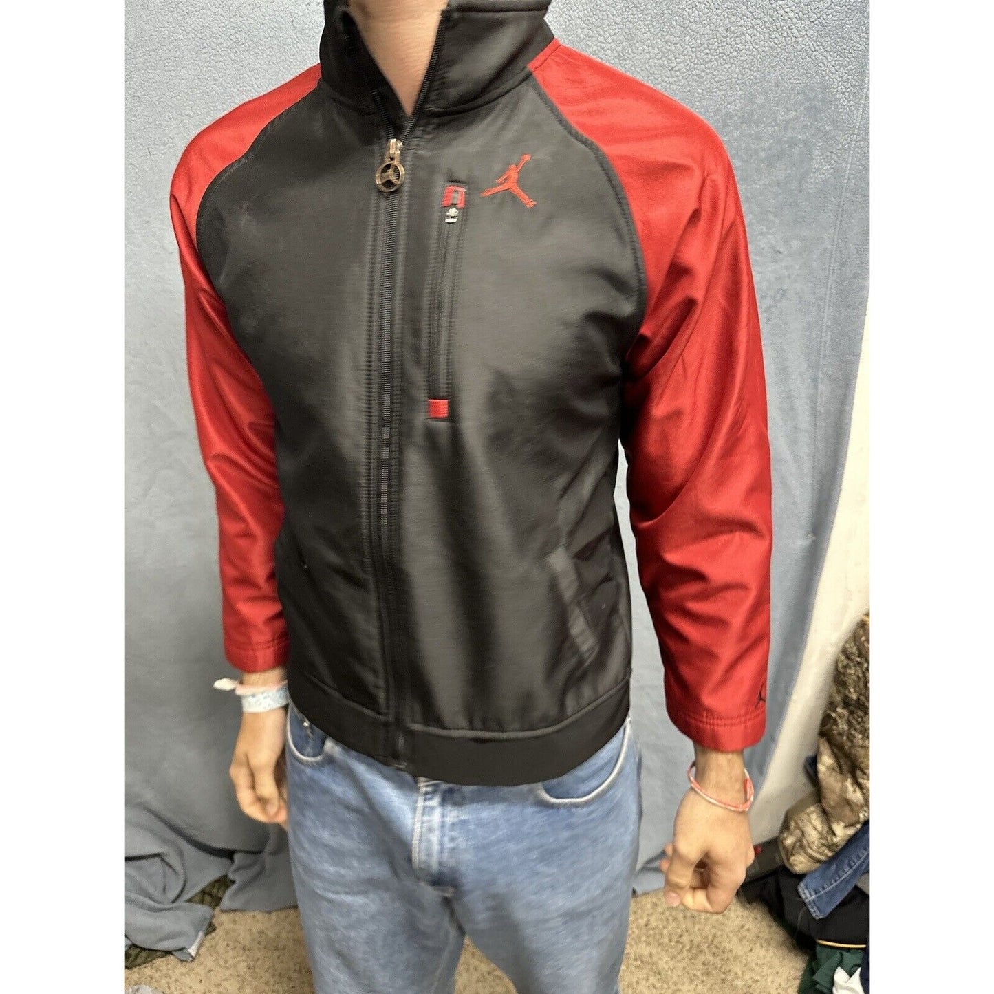 Boys Medium 12/14 AND1 Full Zip Jacket Red Black Polyester