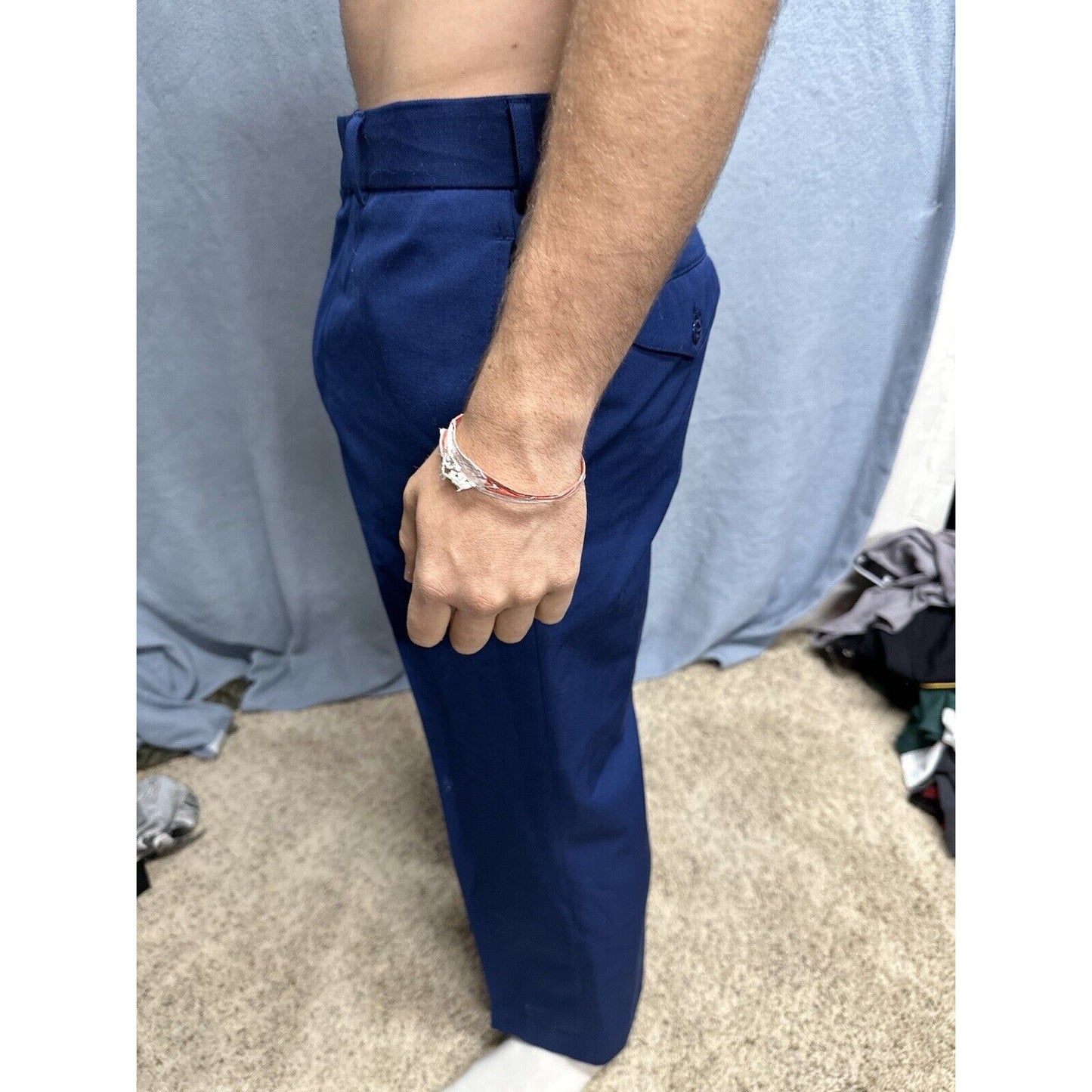 Men’s Usmc Trousers Uniform Pants Marines 33S Poly Wool Blue
