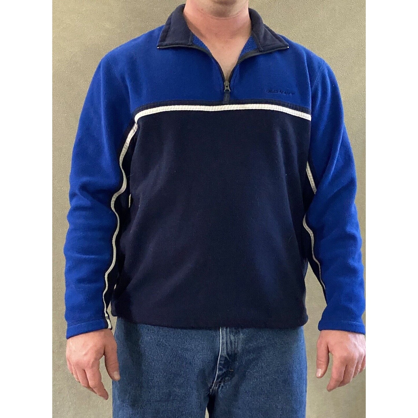 Old Navy Men’s Large Black & Blue 1/4-Zip Fleece Pullover Sweatshirt