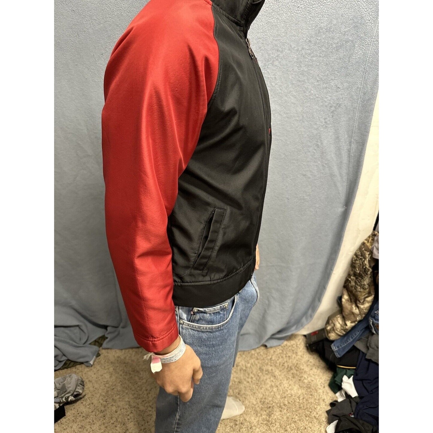 Boys Medium 12/14 AND1 Full Zip Jacket Red Black Polyester