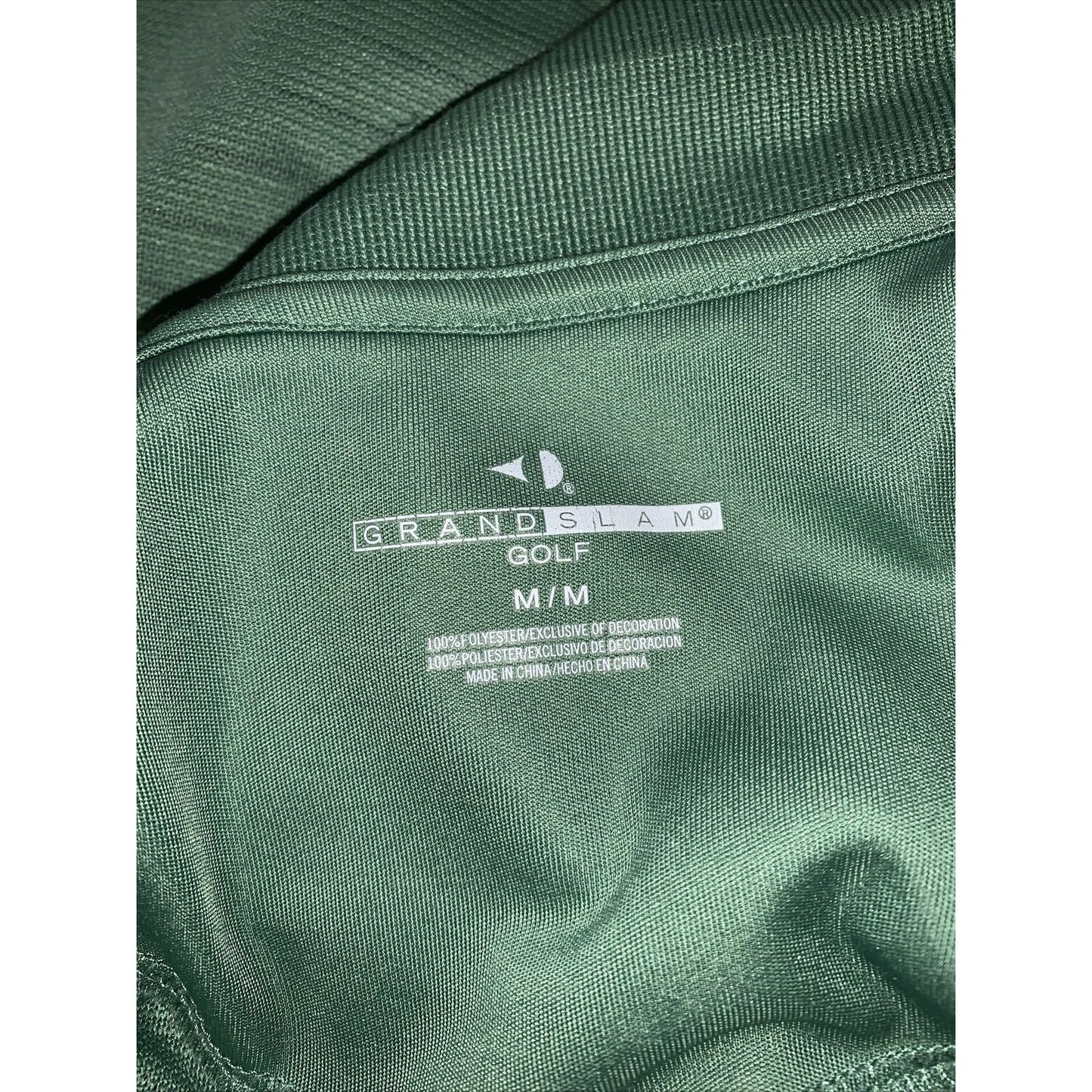 Grand Slam Mens Short Sleeve Green Striped Performance Golf Polo Polyester Sz M