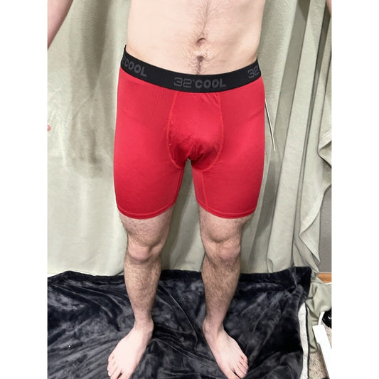 32 Degrees Cool Size Red Medium Mens Boxer Briefs 12% Spandex