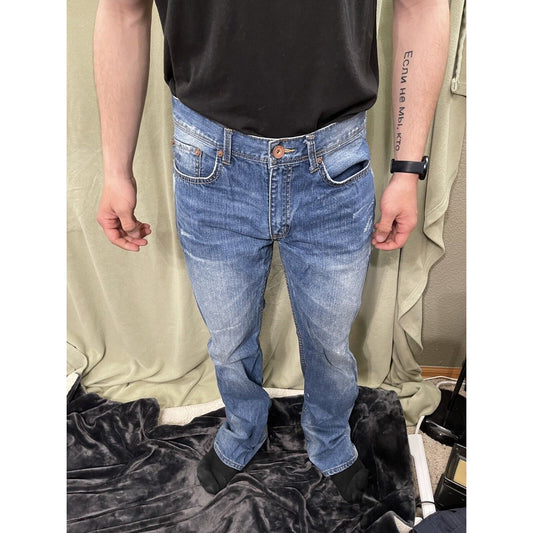Men’s 33x32 Marc Moto Boot Throttle Blue Jeans
