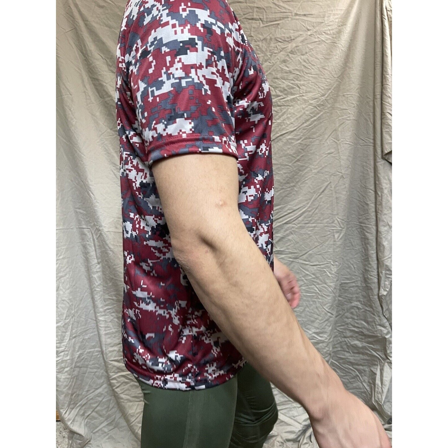 Boy's Youth Large Camo Alleson Athletic  Dark Red Compression Workout Shirt