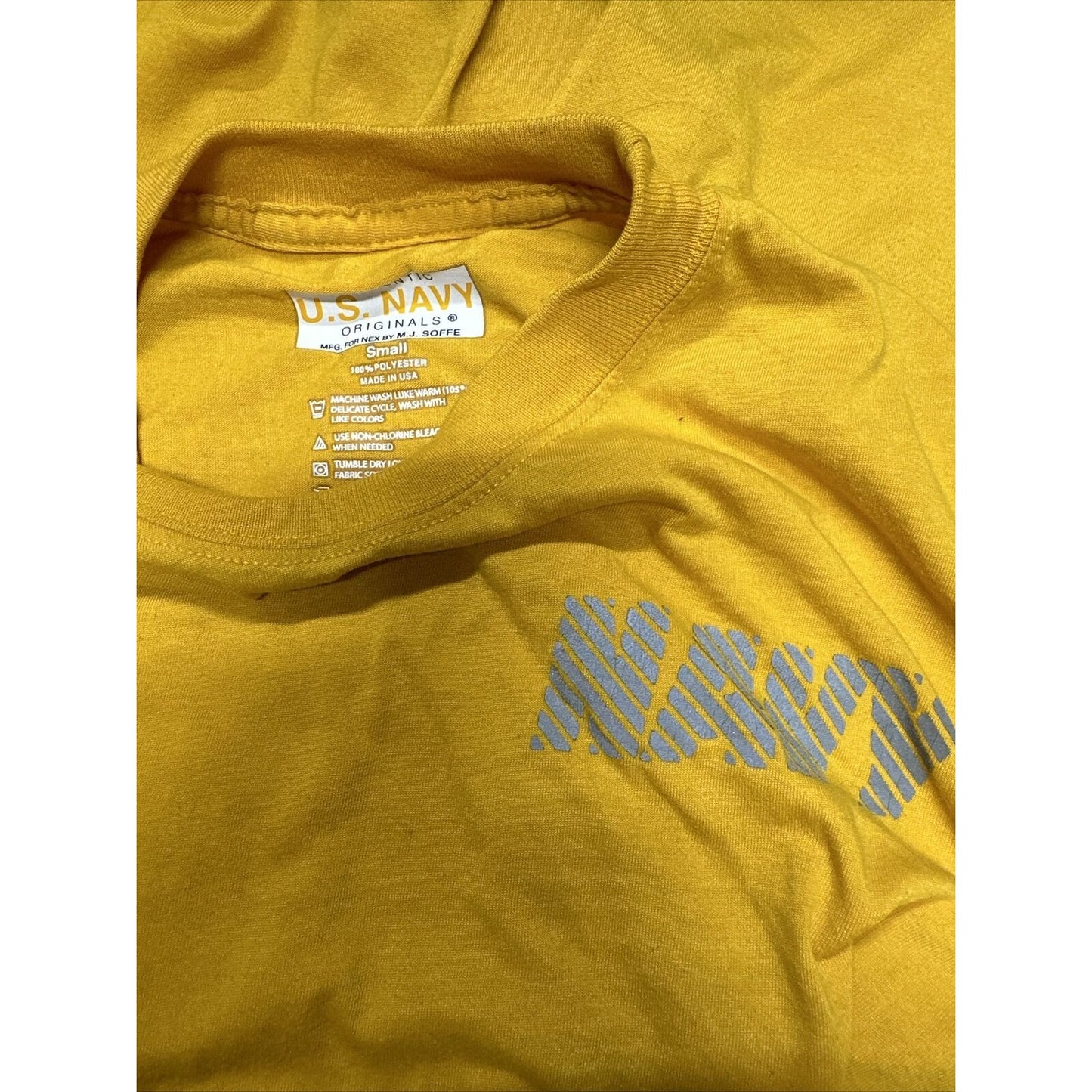 Men’s US Navy Small Yellow PT Physical Fitness Uniform Shirt Short Sleeves
