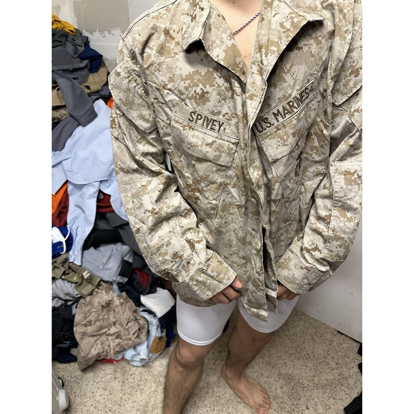 Men’s USMC Marine Corps Blouse Top Uniform Large Short