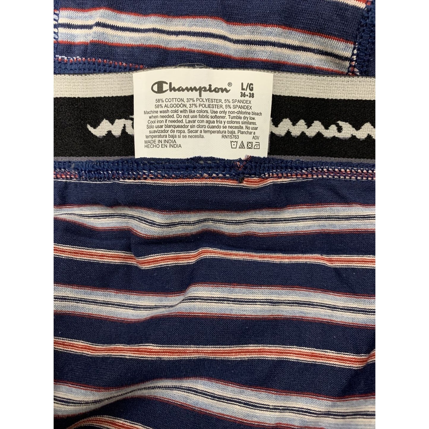 Men’s Champion Boxer Briefs Large Active Fit Striped Blue / White / Red