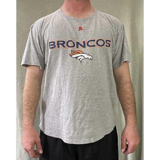 DENVER BRONCOS Football NFL Team Apparel Gray Men’s Large T-shirt