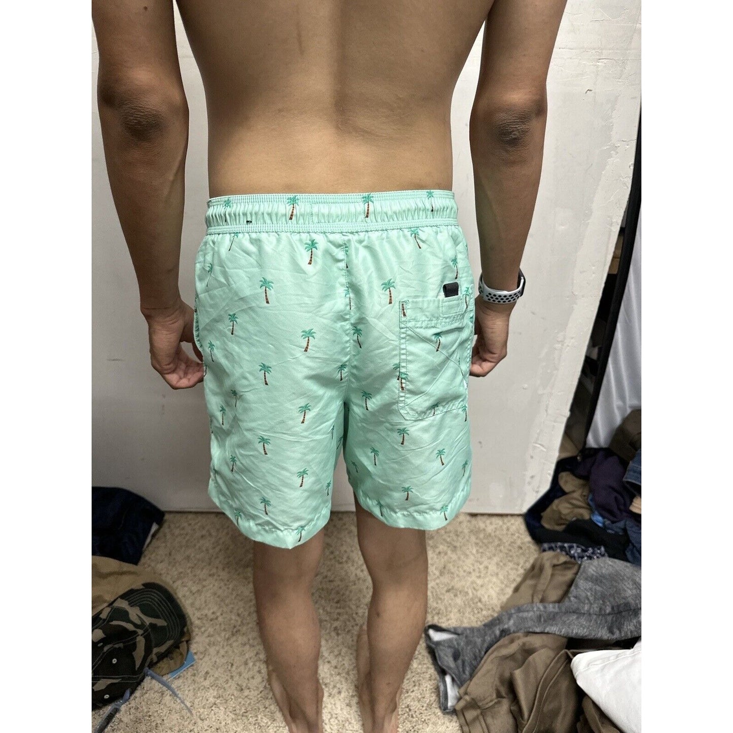 Men’s American Eagle Green Palm Tree Swim Trunks Small