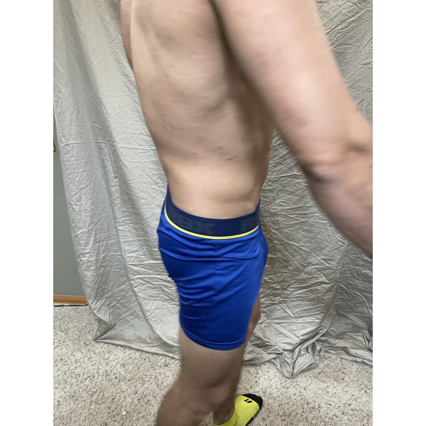 Men's RBX active polyester spandex royal blue compression boxer shorts Large