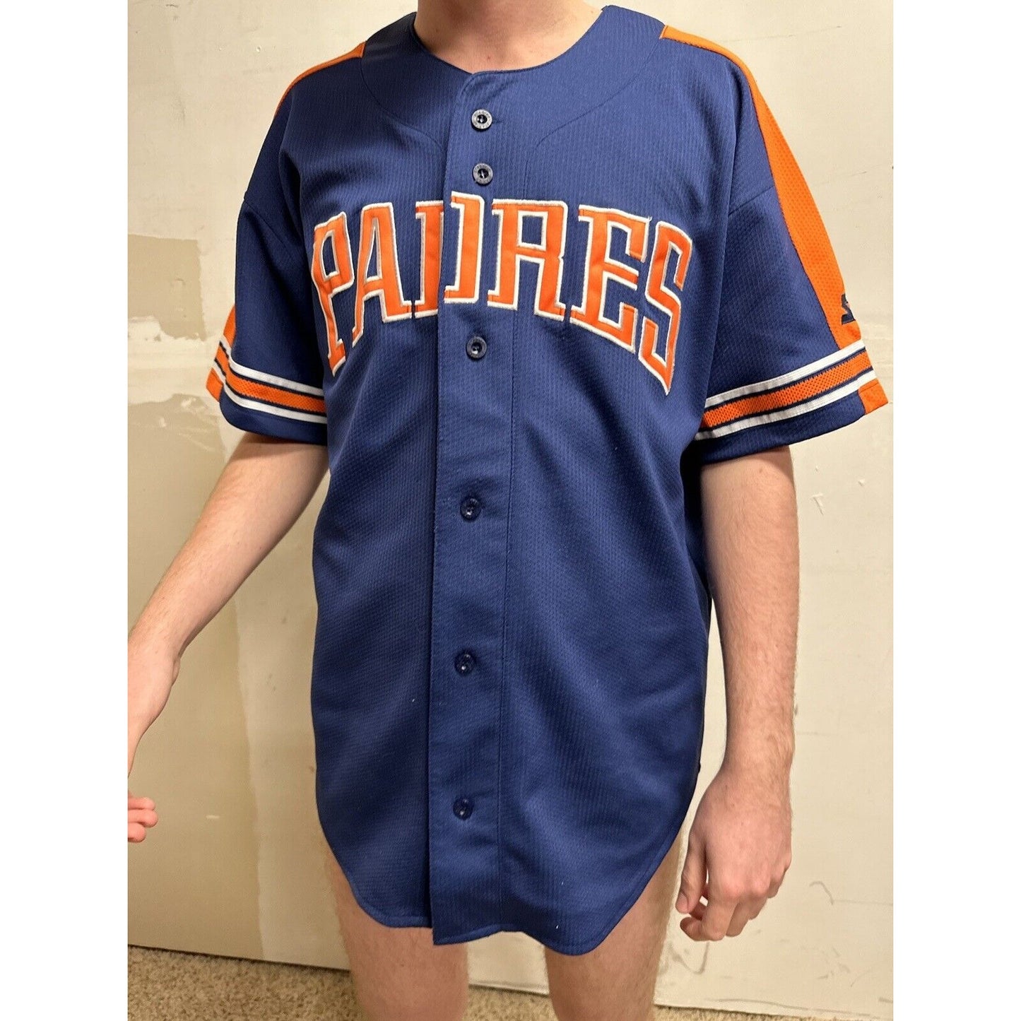 san diego padres genuine merchandise by starter fits like a medium jersey