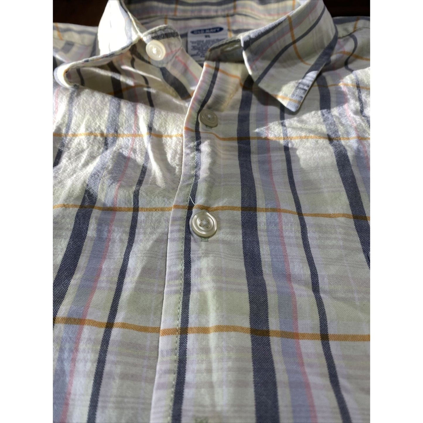 Old Navy Men’s XL Yellow Multicolor Plaid Casual Button-Down Shirt