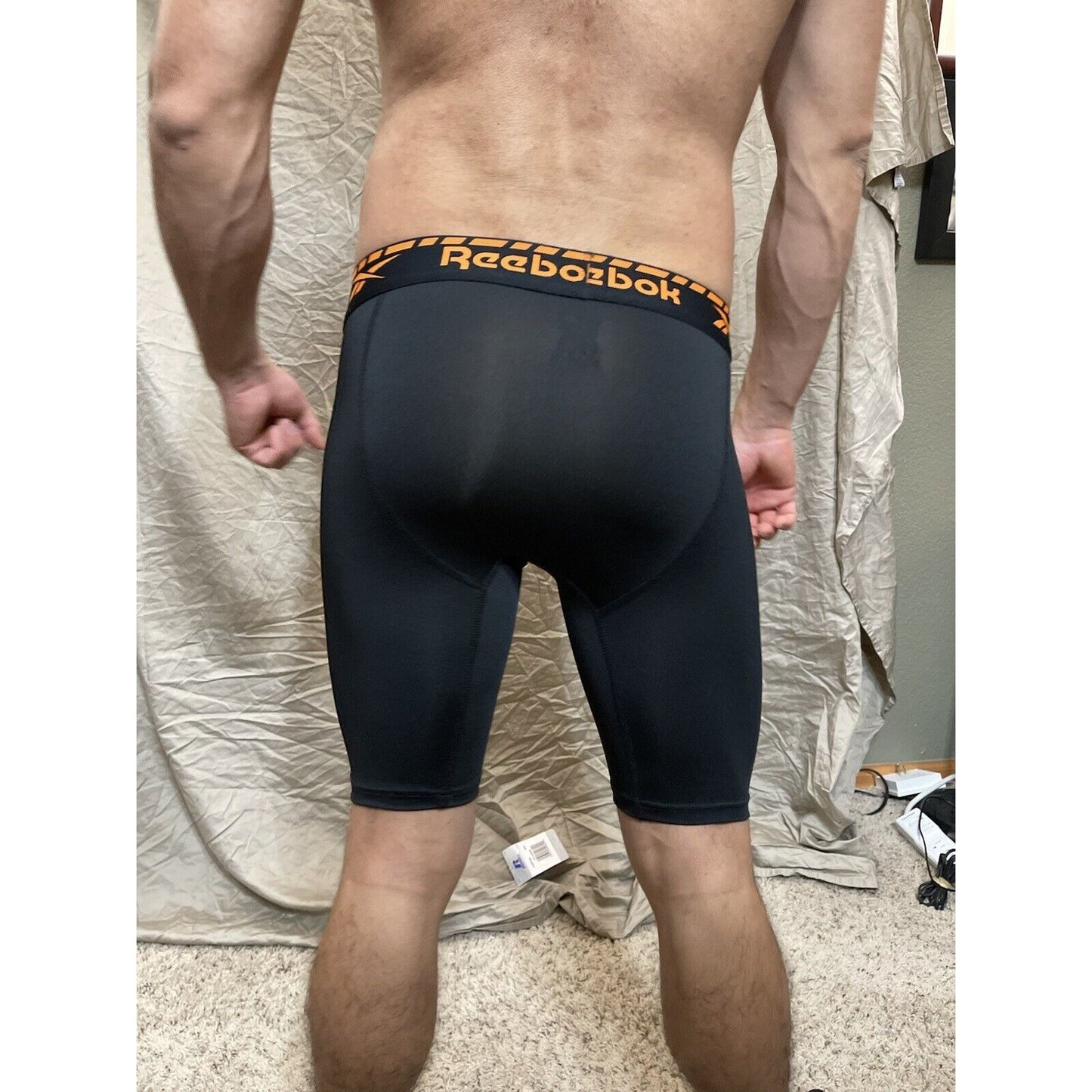 men's black reebok medium orange band compression Boxer Shorts