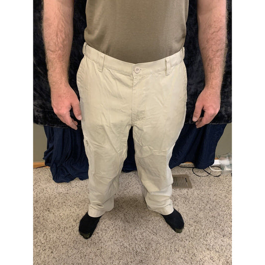 Mens Beige Dockers D3 Classic Fit Flat Front Khaki Pants Size 36 X 34