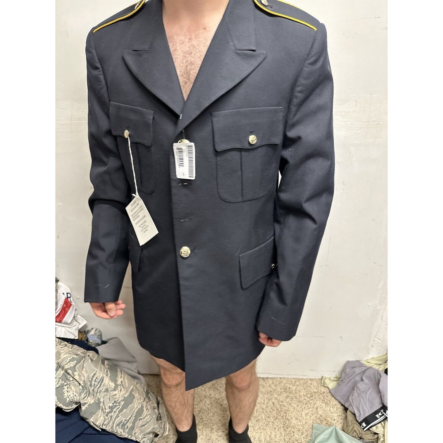 Men’s Army Coat Poly Wool Army Blue 450 42 LC Uniform Service Dress Top Coat