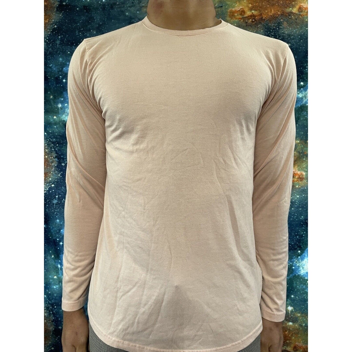 Men’s Fashion nova large long sleeve side zipper pullover Peach Color