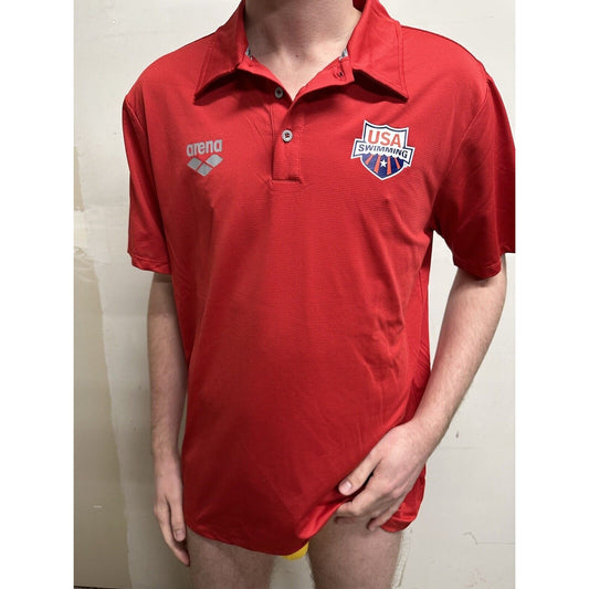 men’s red polo shirt arena usa swimming Size Large