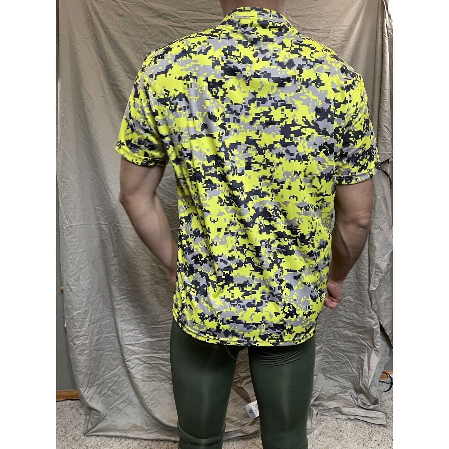 Boy's Youth Large Camo Alleson Athletic Neon Yellow Compression Workout Shirt