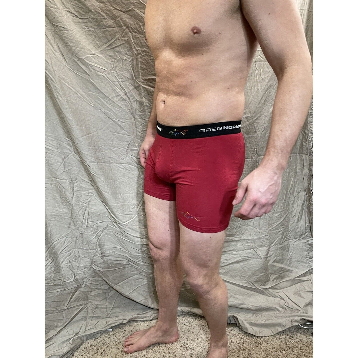 men's greg norman red small compression shorts