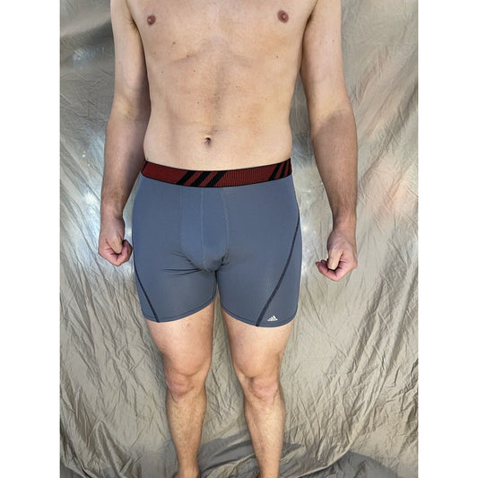 men's Gray With Red Band adidas aeroready black compression boxer briefs medium