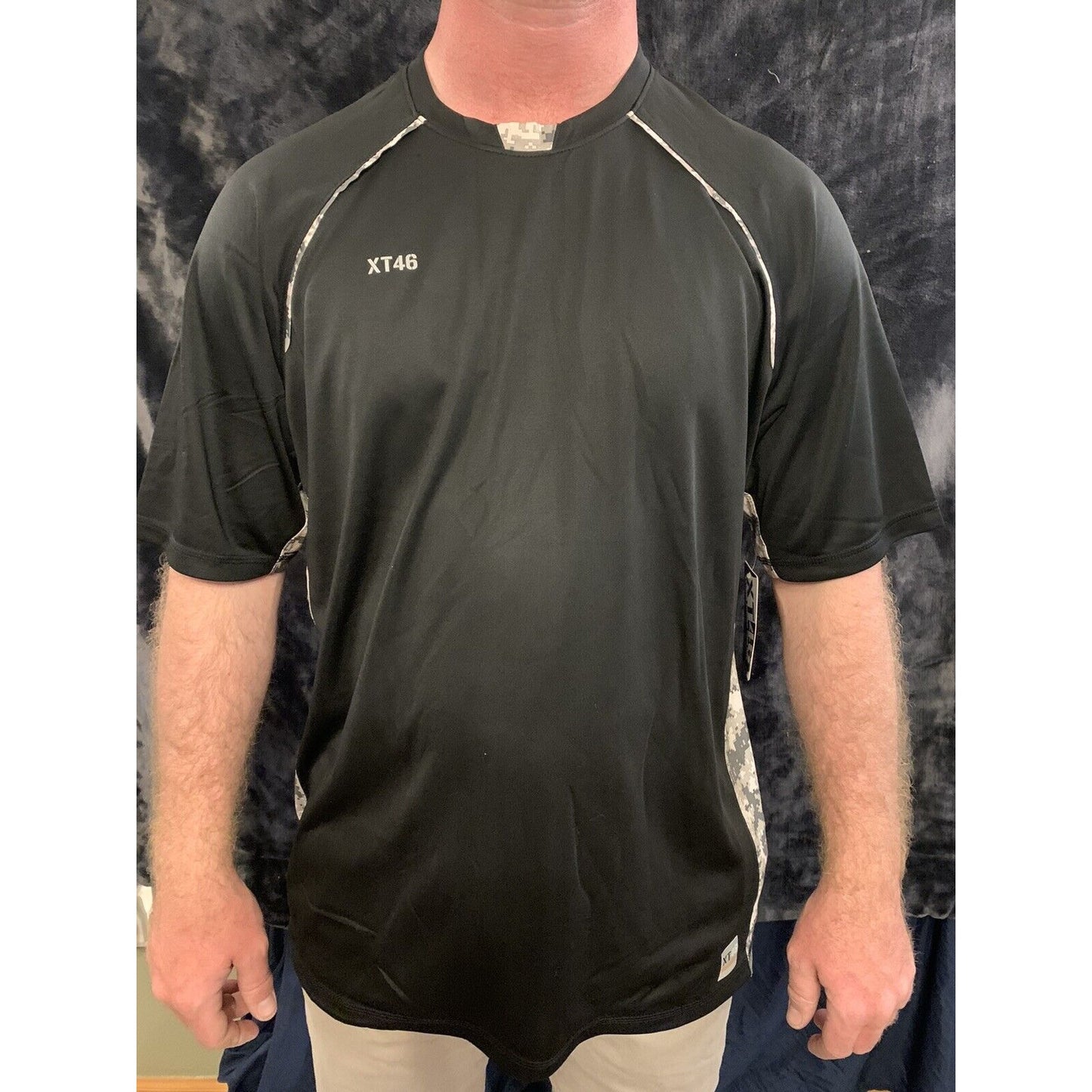 Men’s Soffe XT46 Black With Camo Large Tee 100% Polyester