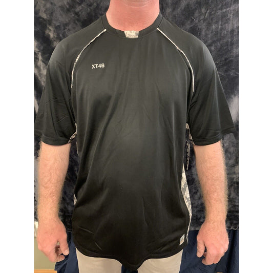 Men’s Soffe XT46 Black With Camo Large Tee 100% Polyester