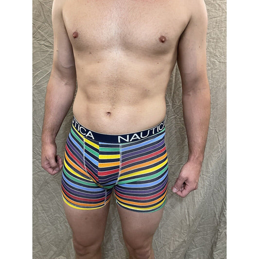 men's Rainbow Pride nautica 5% spandex boxer brief  Blue Medium