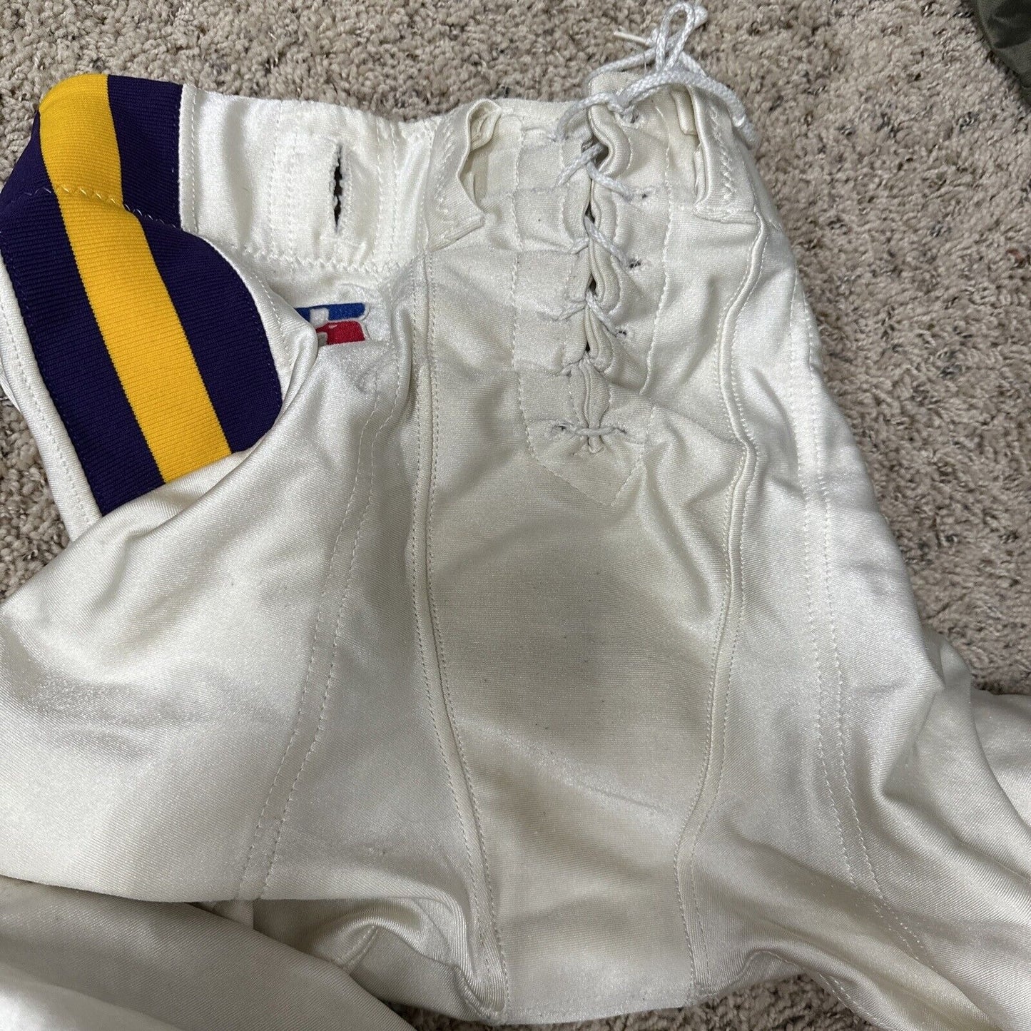 Men’s White Russell Athletics Size 36 Football Pants Gold Purple