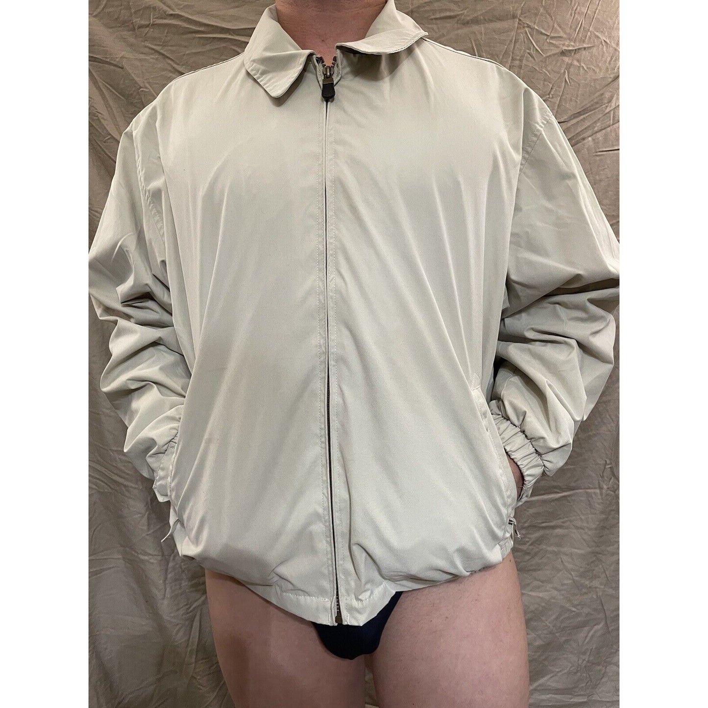 Men's Puritan XL cream ivory fill zip windbreaker jacket