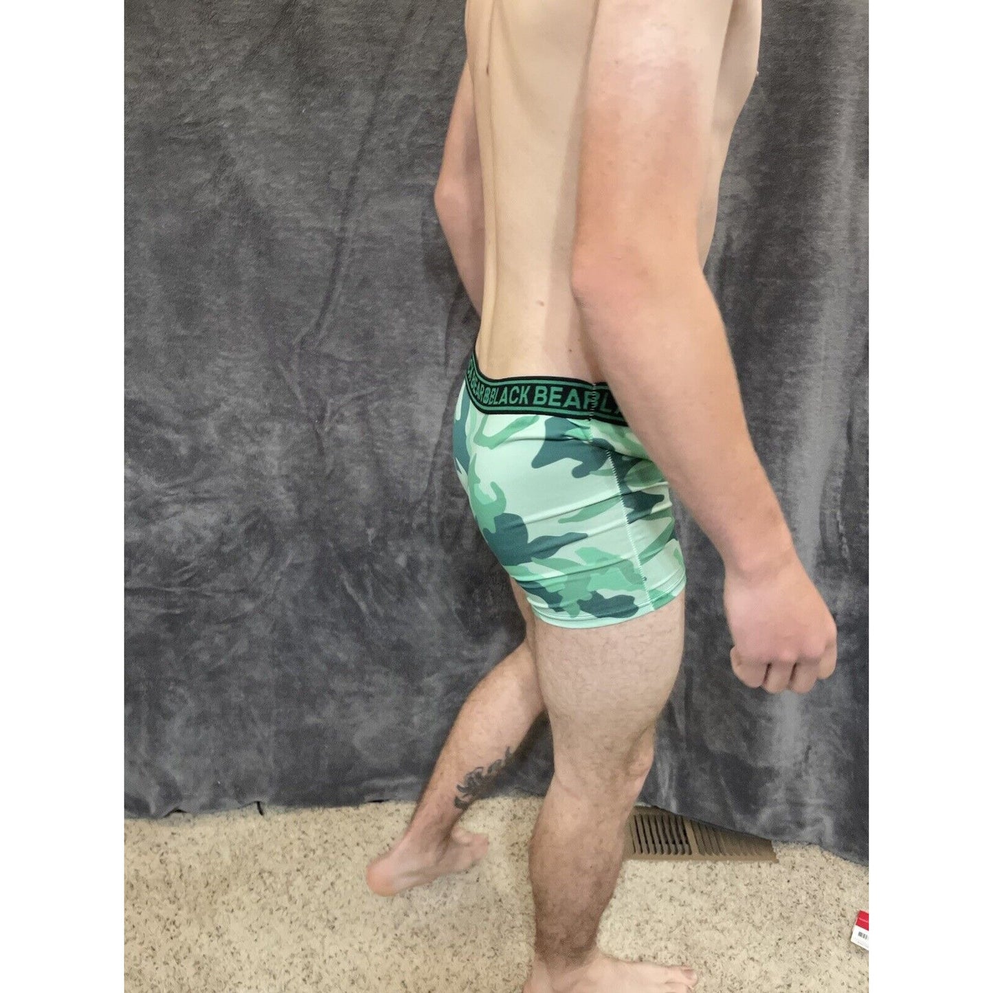 men's medium athletic trunk style black bear boxer brief Green Camo
