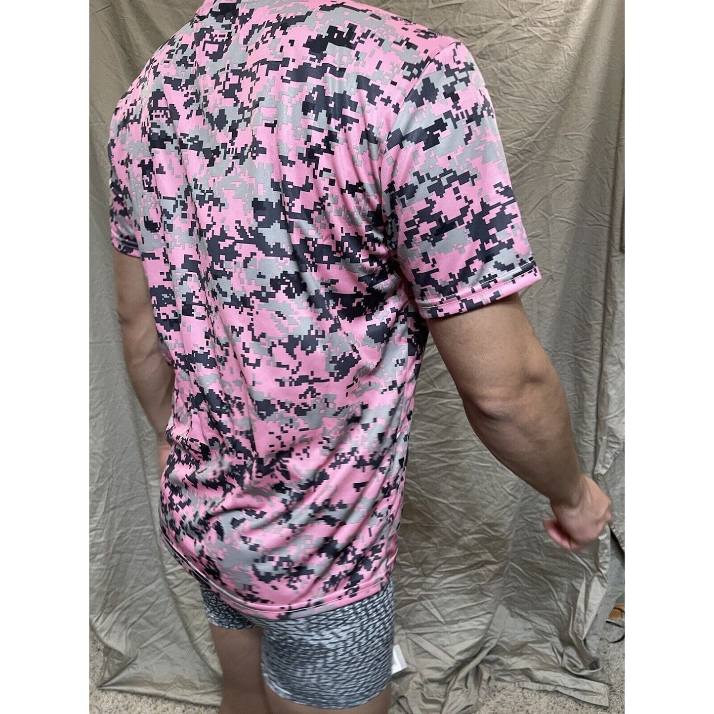 Boy's Youth Large Digi Camo Alleson Athletic Pink Compression Workout Shirt