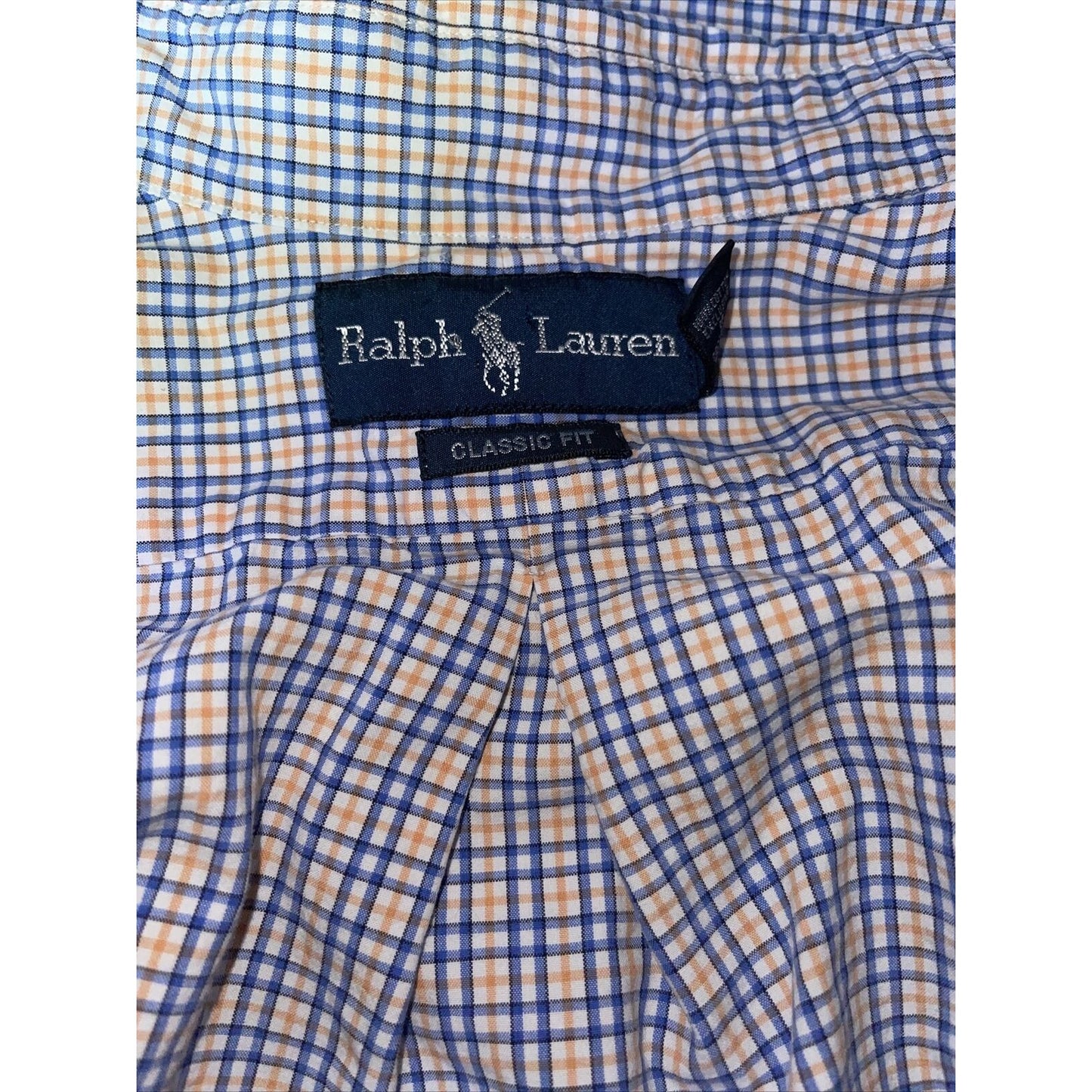 Vintage Ralph Lauren Plaid Shirt Men's S Classic Fit Blue Long Sleeve Button Up