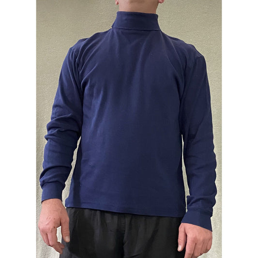 Eddie Bauer Men’s Large Navy Blue Cotton Turtleneck Pullover Long Sleeve Sweater