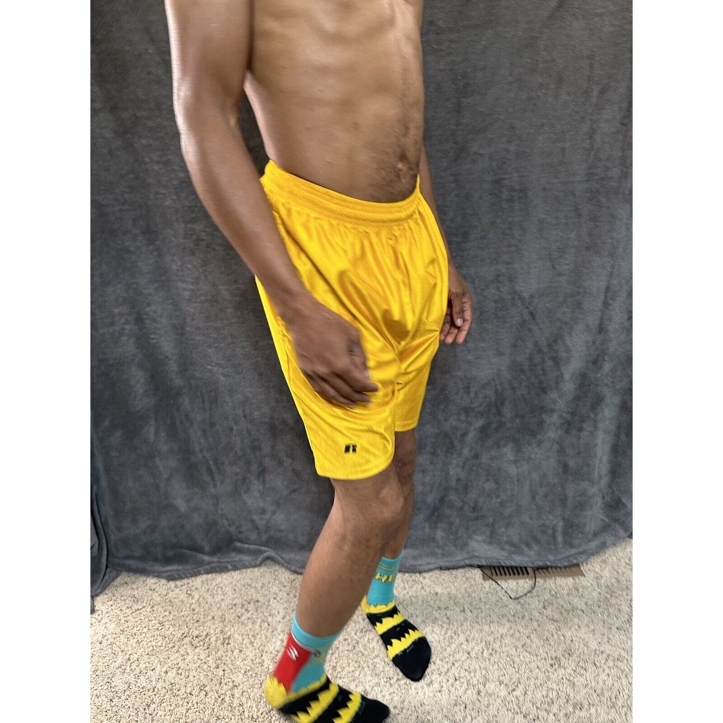 Men’s Gold Dazzle Medium Russell Athletic Shorts With Pockets