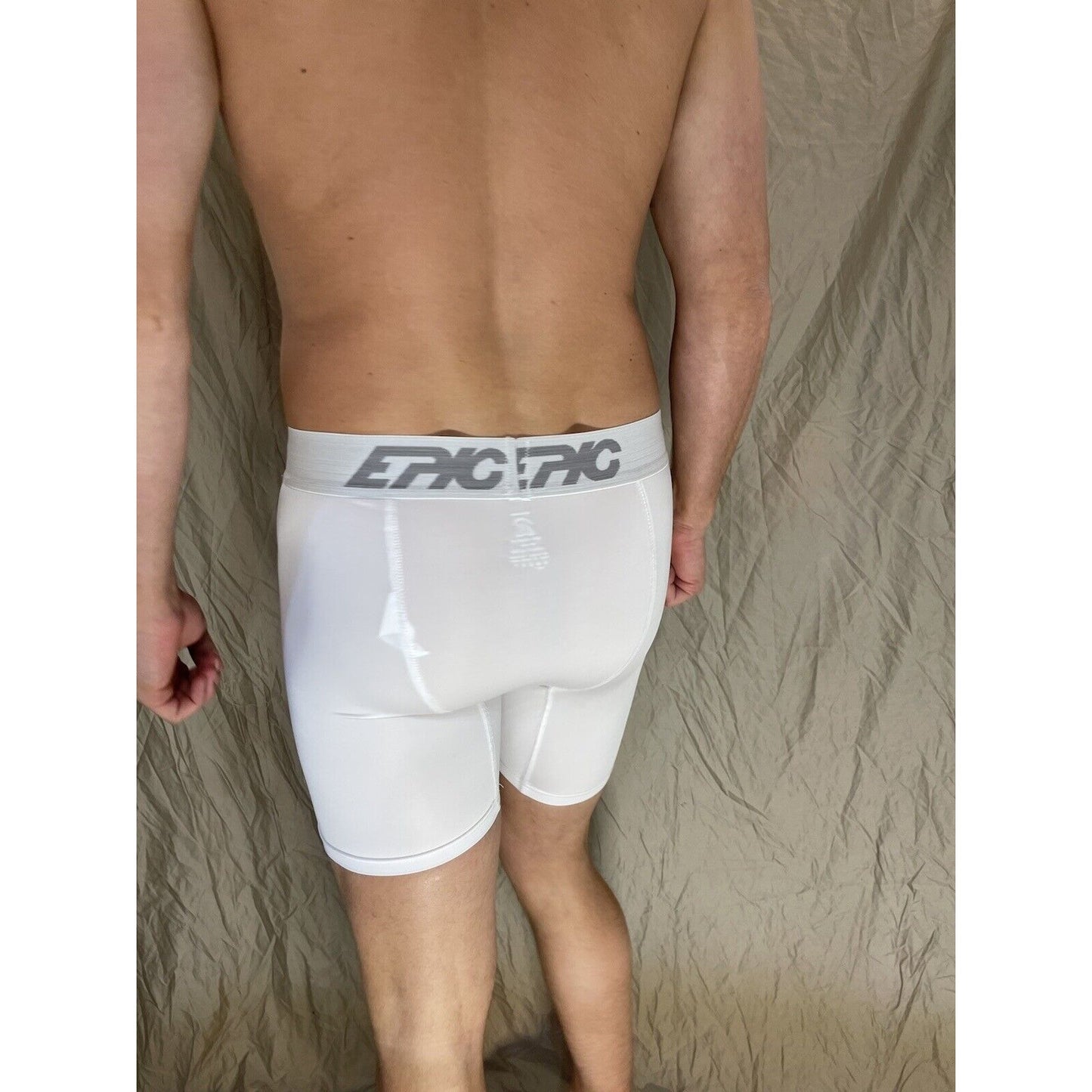 men's epic stretch white epicool compression shorts Medium