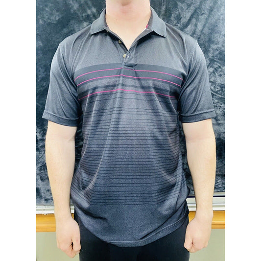 Pebble Beach Men's Medium Dry-Luxe Golf Polo Athletic Metallic Black Shirt