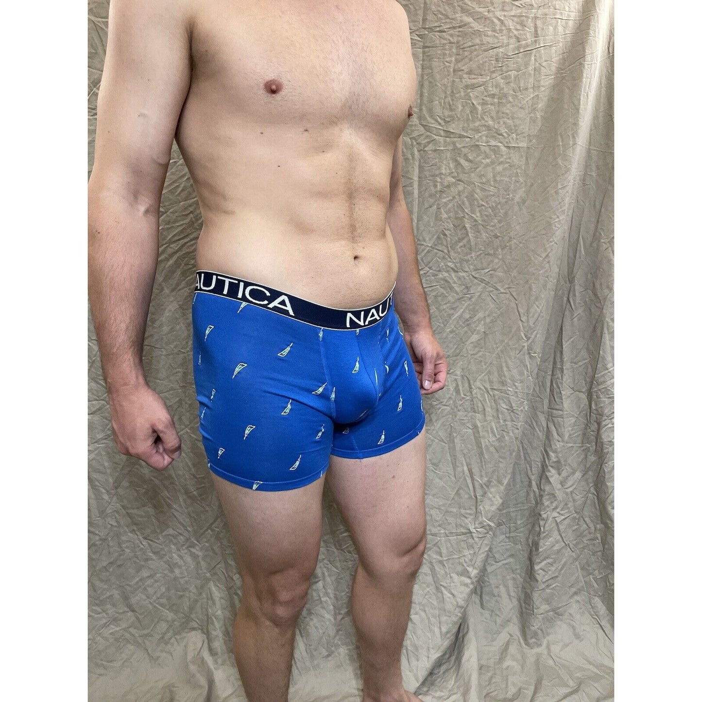 men's Rainbow Pride nautica 5% spandex boxer brief  Blue Large