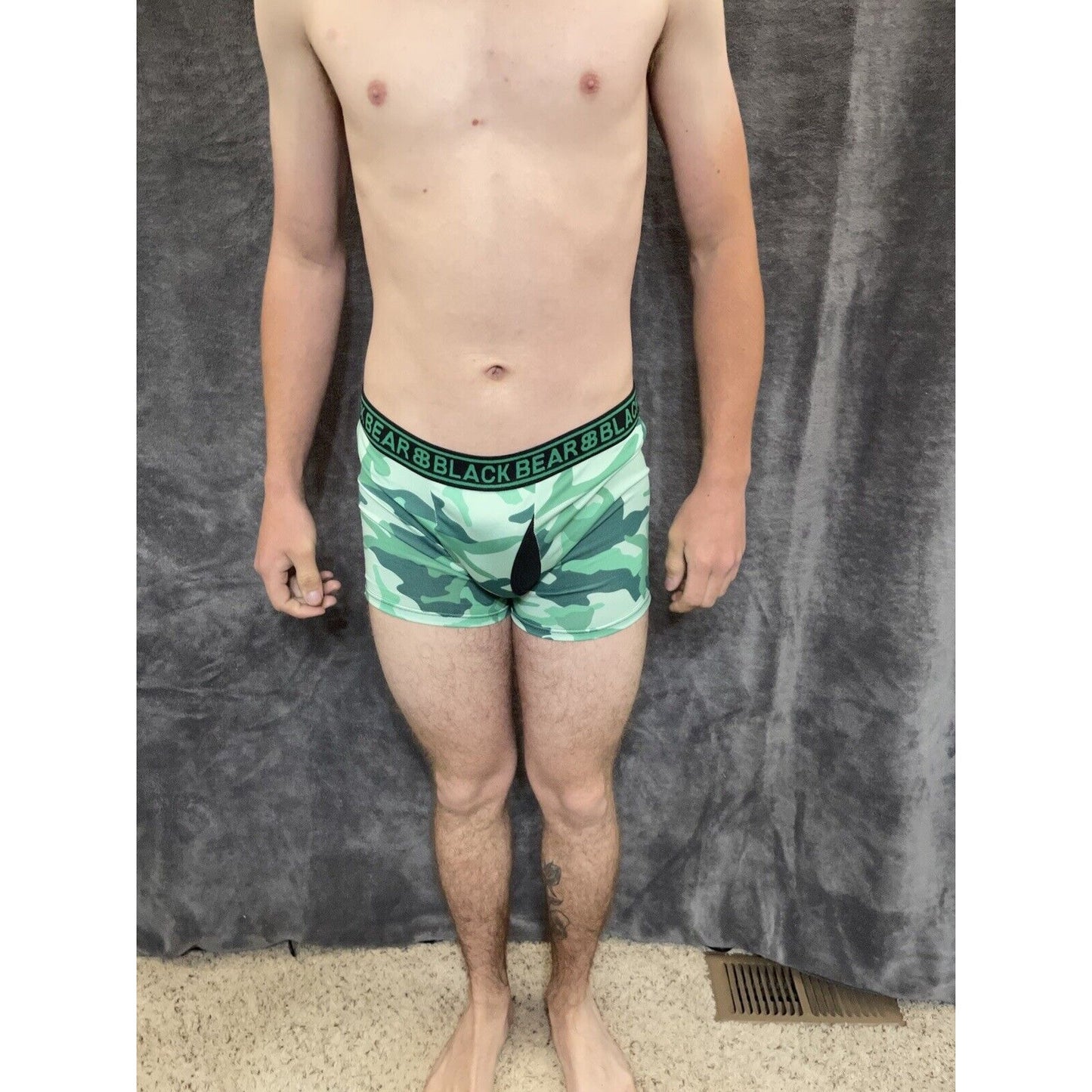 men's medium athletic trunk style black bear boxer brief Green Camo