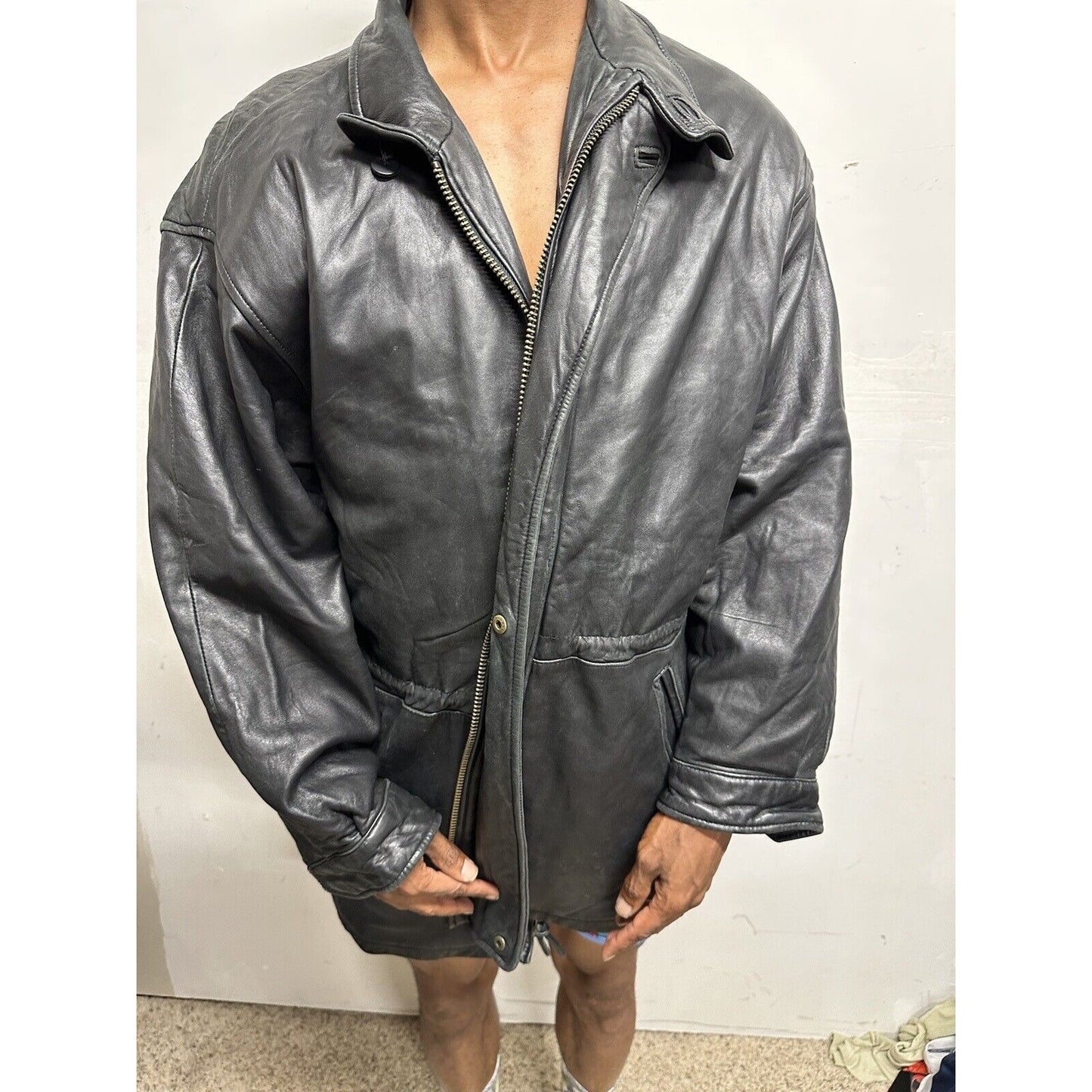 Men’s Large Black Bachrach Genuine Leather Jacket